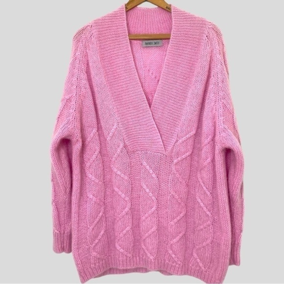Amanda Smith Sweaters - Amanda Smith Coquette Soft Girl Cloud Luxe Pink Mohair Sweater L Cable Knit